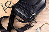 Сумка чоловіча стильна шкіряна. Барсетка з натуральної шкіри (чорна), фото 2
