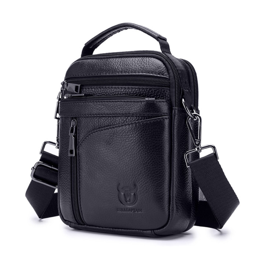 Сумка чоловіча стильна шкіряна. Барсетка з натуральної шкіри (чорна), фото 1