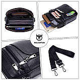 Сумка чоловіча стильна шкіряна. Барсетка з натуральної шкіри (чорна), фото 5