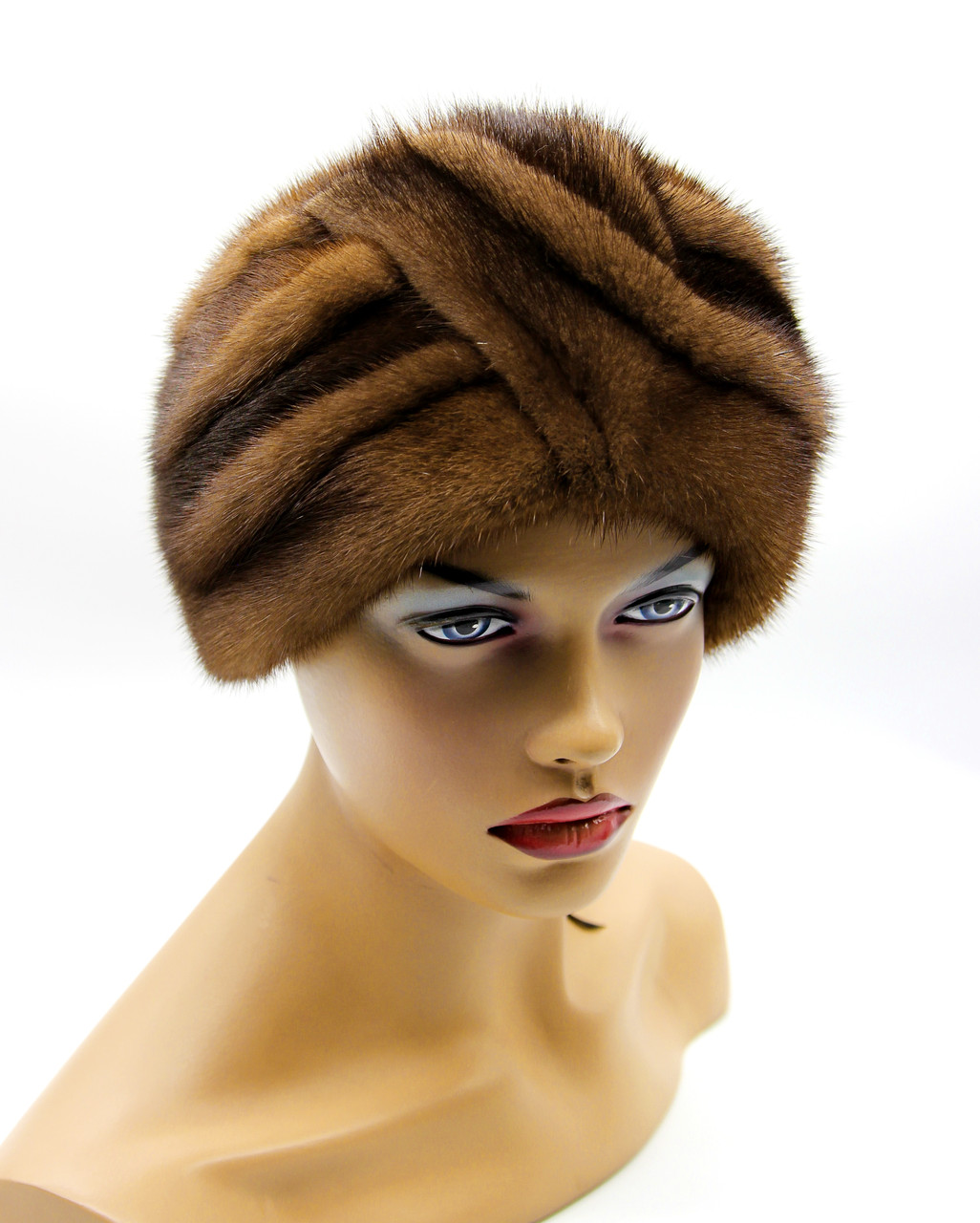 Норковий жіночий тюрбан хутряна шапка, пастель. - фото 1 - id-p597357210