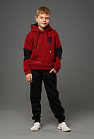 Костюм для хлопчиків теплий дитячий спортивний тринитка з начосом на флісі зимовий Lukas Бордо Туреччина на зиму