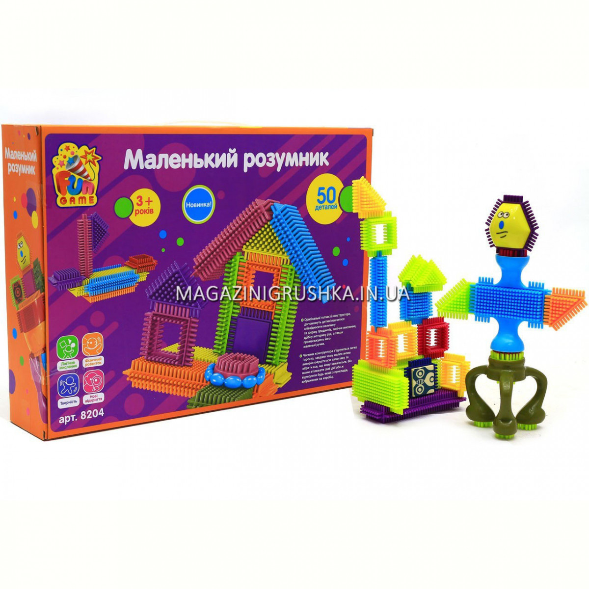 Конструктор голчастий Fun Game Маленький розумник, 50 деталей (8204)