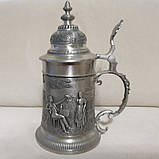 Олов'яний пивний кухоль з кришкою Гарна звістка, фото 5