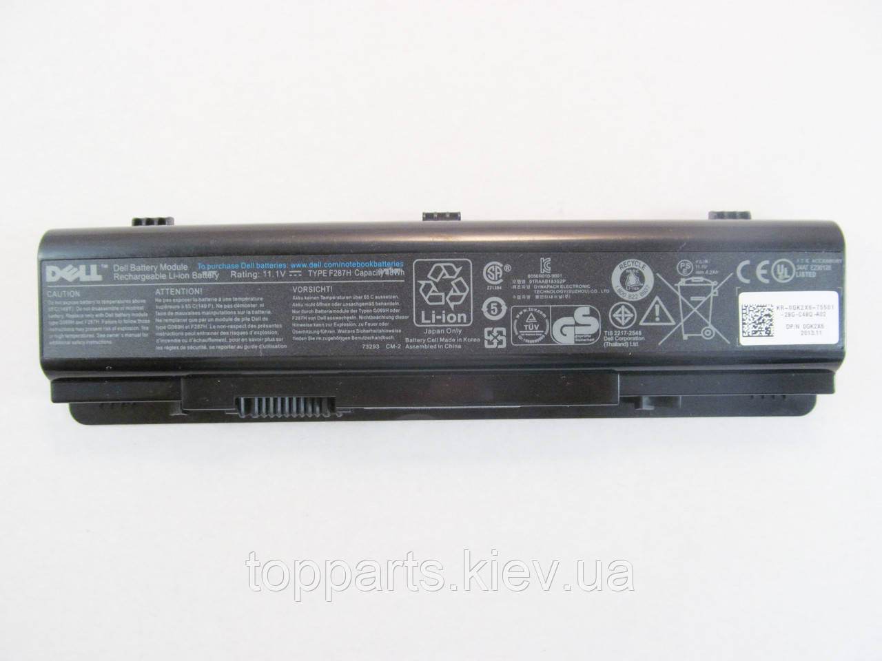 Батарея для ноутбука Dell Inspiron 1410 F287H, 4400mAh (48Wh), 6cell, 11.1V, Li-ion, чорна, ОРИГІНАЛЬНА