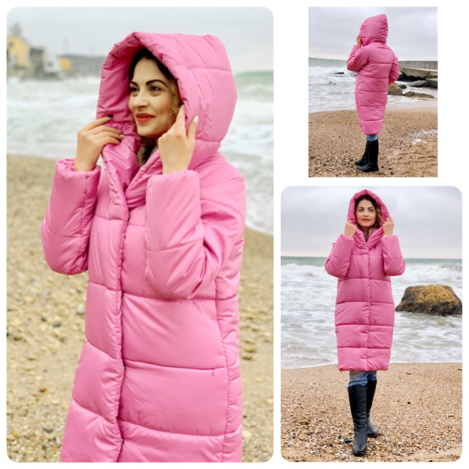 Пуховик одеяло средней oversize M530 розовый / розового цвета / ярко ...