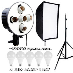 Комплект 850 W LED постійного світлодіодного світла Holder 6090-5L