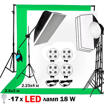 Універсальний комплект LED 3400 W світла XXL-Holder-SB572 background для відео, блогу Youtube