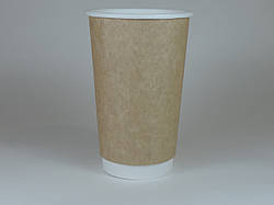 Паперовий стакан двошаровий Крафт 500 мл 20шт/уп (1ящ/24уп) КР 90 (ТП)