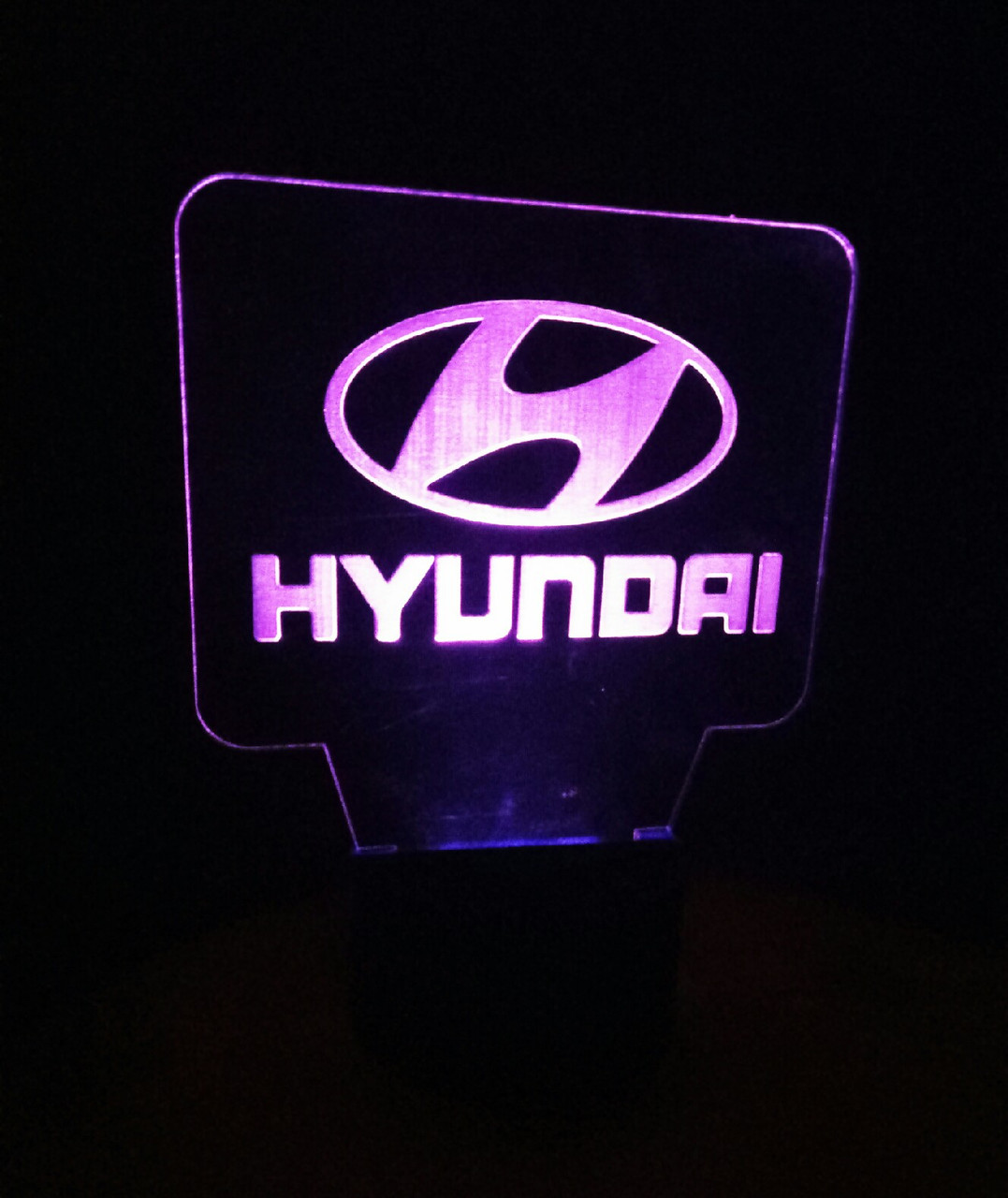 3d-світильник Хендай, лого, 3д-нічник, кілька підсвічувань (на батарейці), фото 1