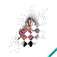 Наклейки зі страз на балетки Дівчина з квітами і стразами (ss6 черн)