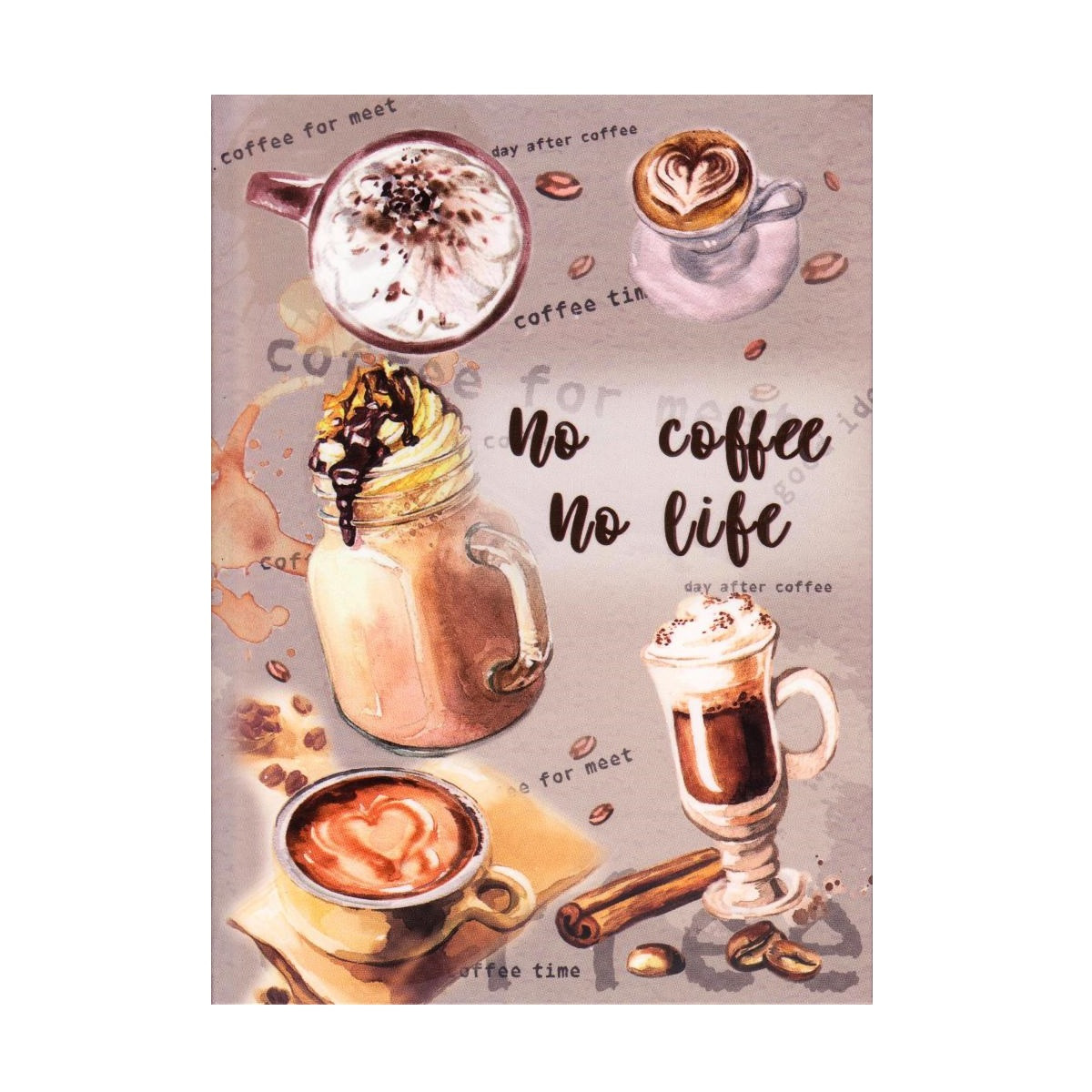 Блокнот А5 інтегральна обкладинка, 120 аркушів "No coffe no life" А5107