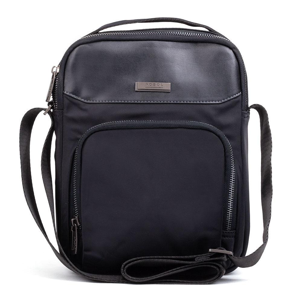 Сумка чоловіча з водовідштовхувальної тканини Nobol через плече, чорна