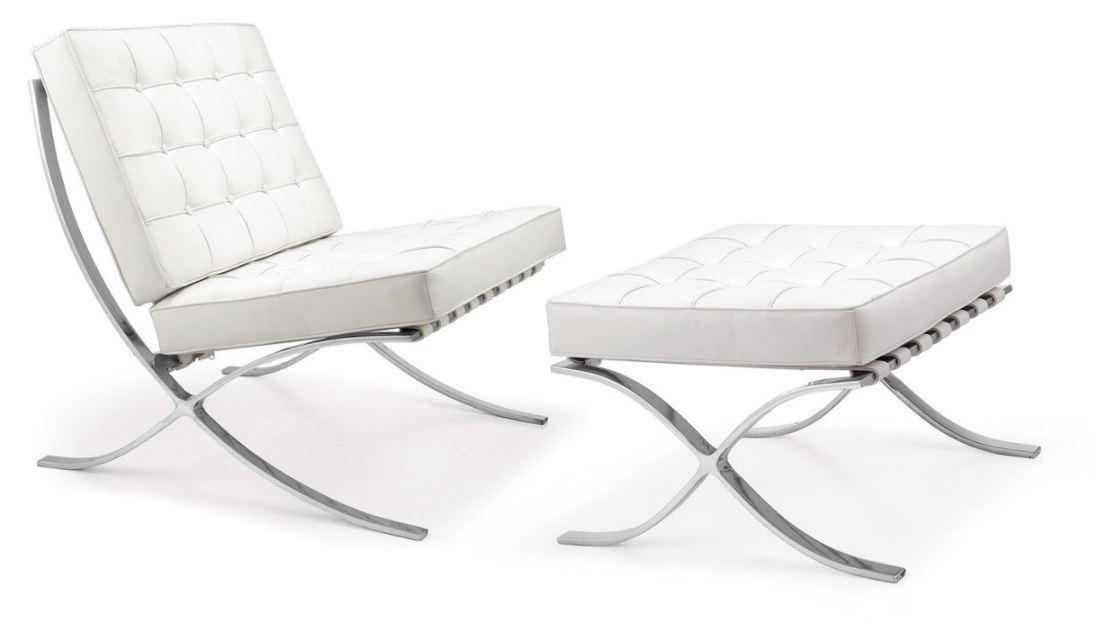 Крісло та відтоманка Барселона білі, фото 1