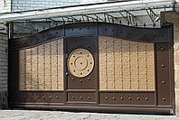 Автоматичні металеві ворота з хвірткою (ефект жатки) ш4000, в2500, фото 2