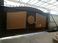 Автоматичні металеві ворота з хвірткою (ефект жатки) ш4000, в2500, фото 4