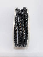 Кожзам круглий плетений 5 мм чорного кольору