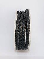 Кожзам круглий плетений 5 мм чорного кольору