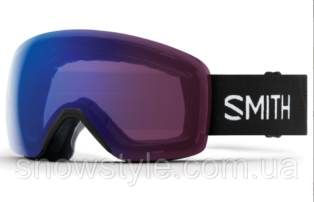 Гірськолижна маска Smith Skyline Black Фотохромна лінза ChromaPop Photochromic Rose Flash (S1-S2), фото 1