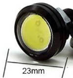 Зелені врізні світлодіоди (Орлине око 23мм.), корпус чорний - LED DRL ДХО підсвічування салону, фото 2