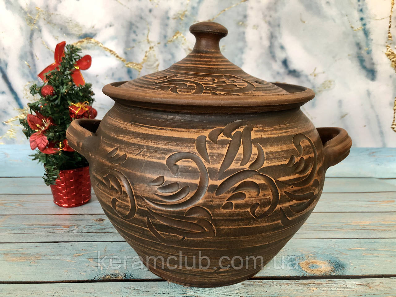 Гончарний супник із червоної глини Керамклуб V 3 л