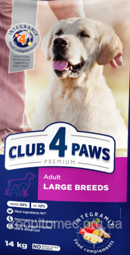 Корм Клуб 4 Лапы Премиум для взрослых собак крупных пород