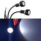 Білі врізні світлодіоди (Орлине око 23 мм), корпус чорний — LED DRL ДХО підсвітка салону