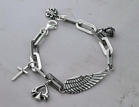 Женский серебряный браслет Корона,Крыло,Крест, Сердце,Кельтская лилия 21 грамм