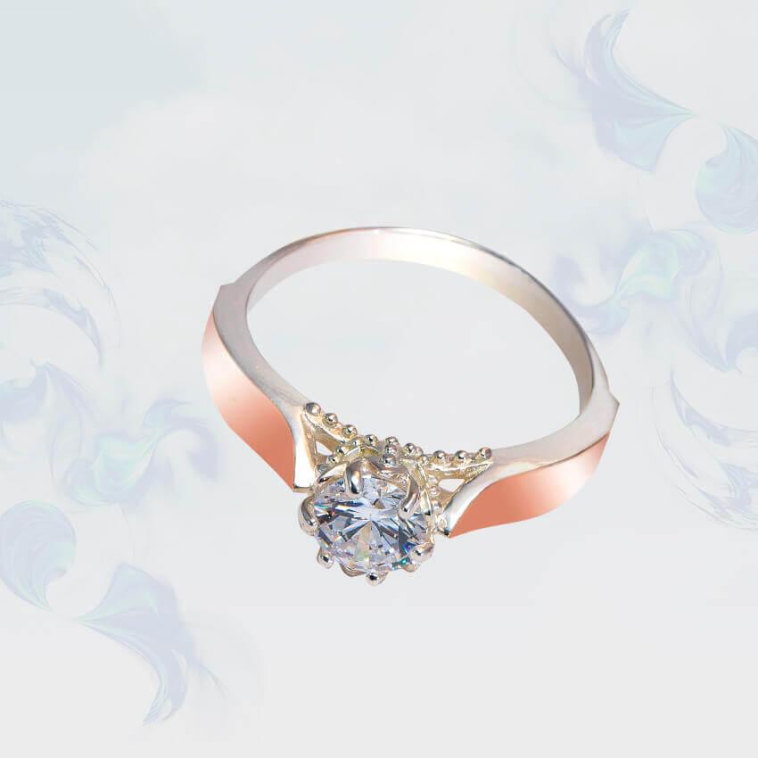 Кільце з срібла з золотими вставками, фото 1