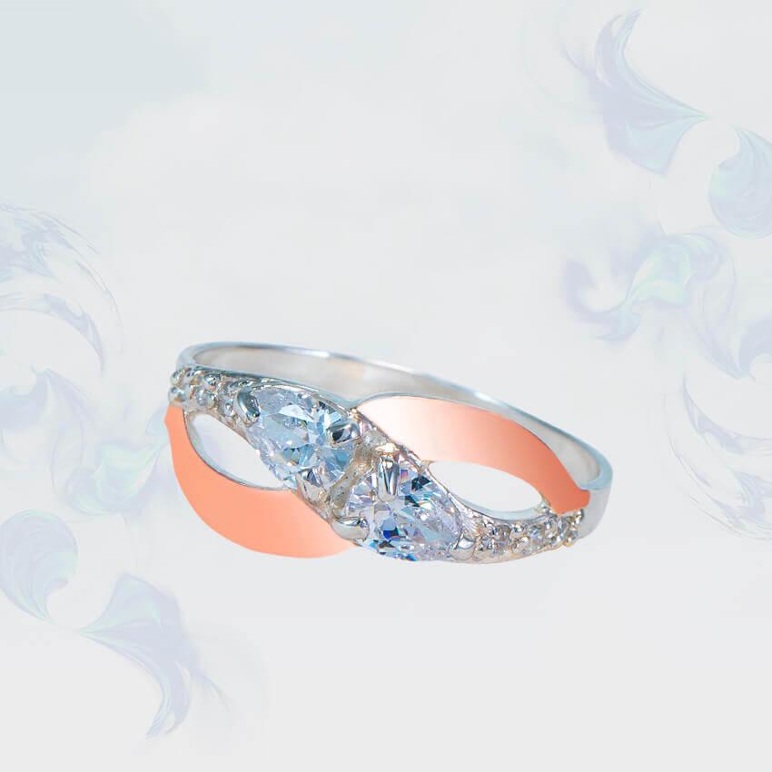 Кільце з срібла з золотими вставками, фото 1