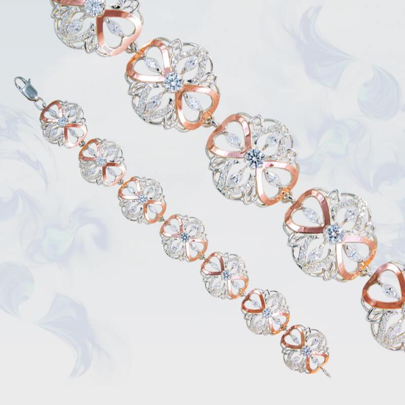 Браслет зі срібла з золотими вставками, фото 1