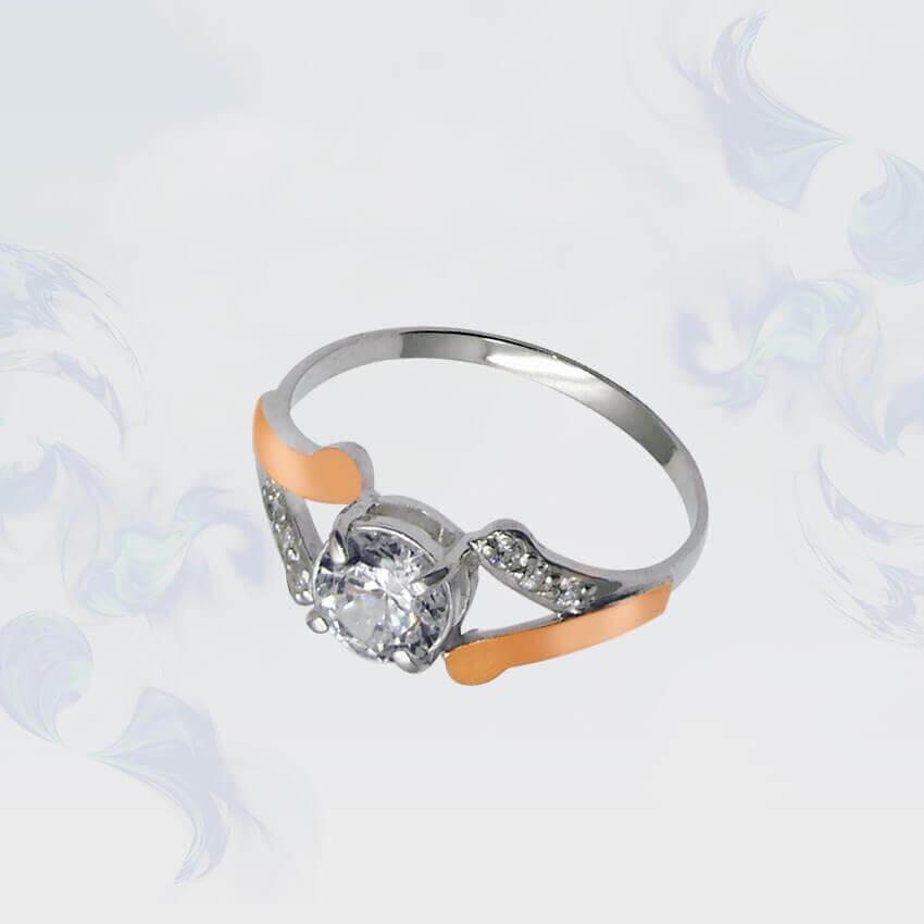 Кільце з срібла з золотими вставками, фото 1