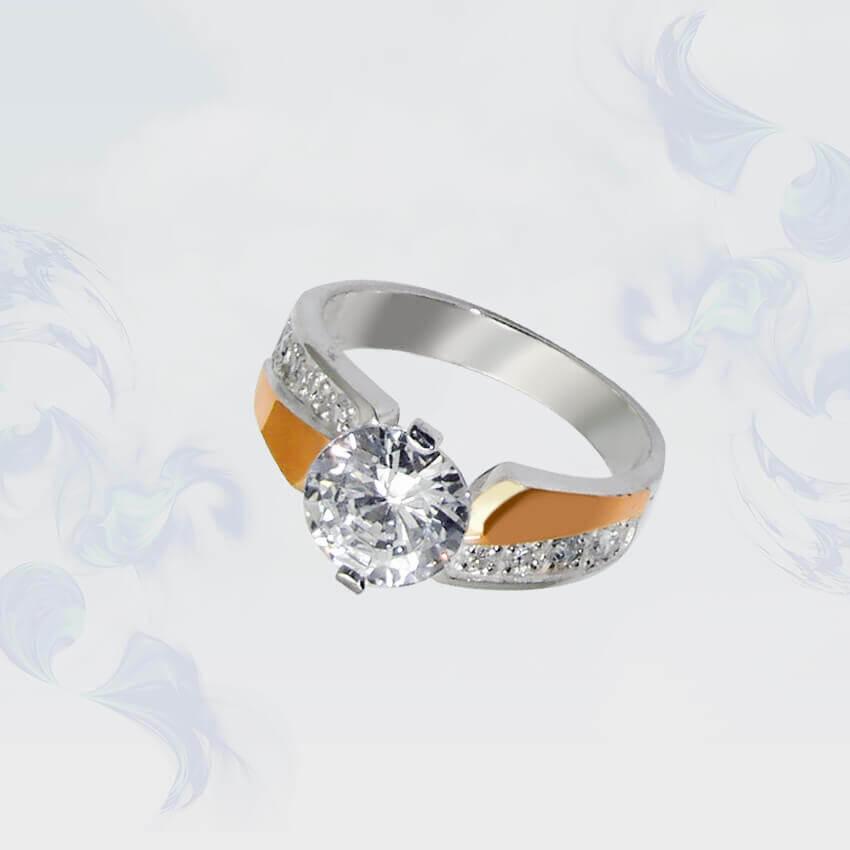 Кільце з срібла з золотими вставками, фото 1