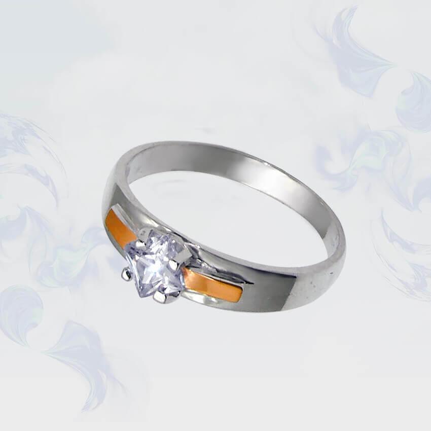 Кільце з срібла з золотими вставками, фото 1