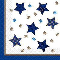 Сервірувальні серветки паперові новорічні (Новий рік) - 20шт/уп - Сині Зірки