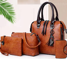 Елегантний набір жіночих сумок з оригінальним дизайном 4в1, фото 3
