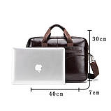 Портфель чоловічий шкіряний діловий. Сумка для ноутбука з натуральної шкіри (чорний), фото 5