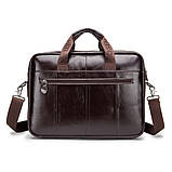 Портфель чоловічий шкіряний діловий. Сумка для ноутбука з натуральної шкіри (чорний), фото 3
