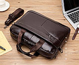 Портфель чоловічий шкіряний діловий. Сумка для ноутбука з натуральної шкіри (чорний), фото 4