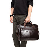 Портфель чоловічий шкіряний діловий. Сумка для ноутбука з натуральної шкіри (чорний), фото 2