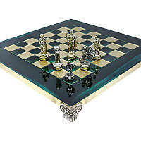 Шахматы «Римляне», зеленые,Греция, MANOPOULOS 28х28 см (088-0303S)