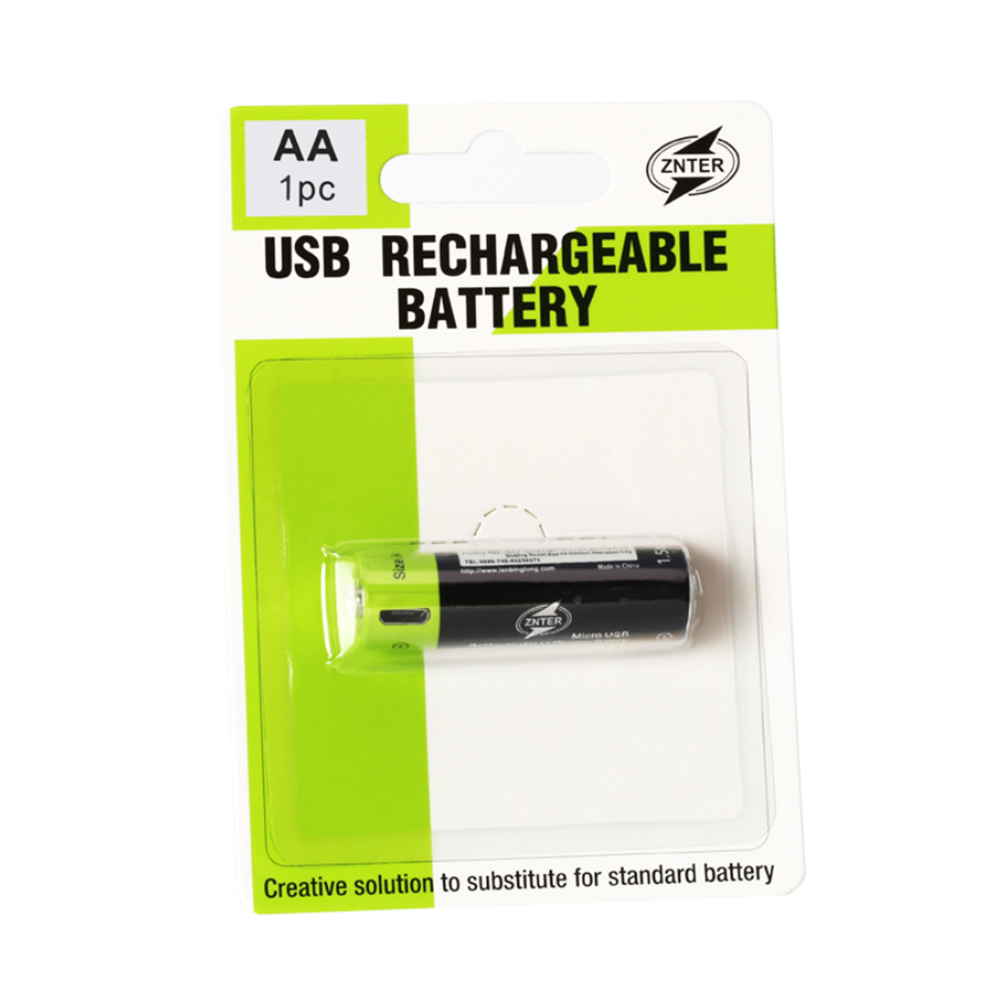 Аккумулятор ZNTER AA Li-Pol 1250mAh c microUSB