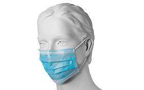 Захисна маска на гумках тришарова Mercator Medical (50 шт. в пакованні) синя