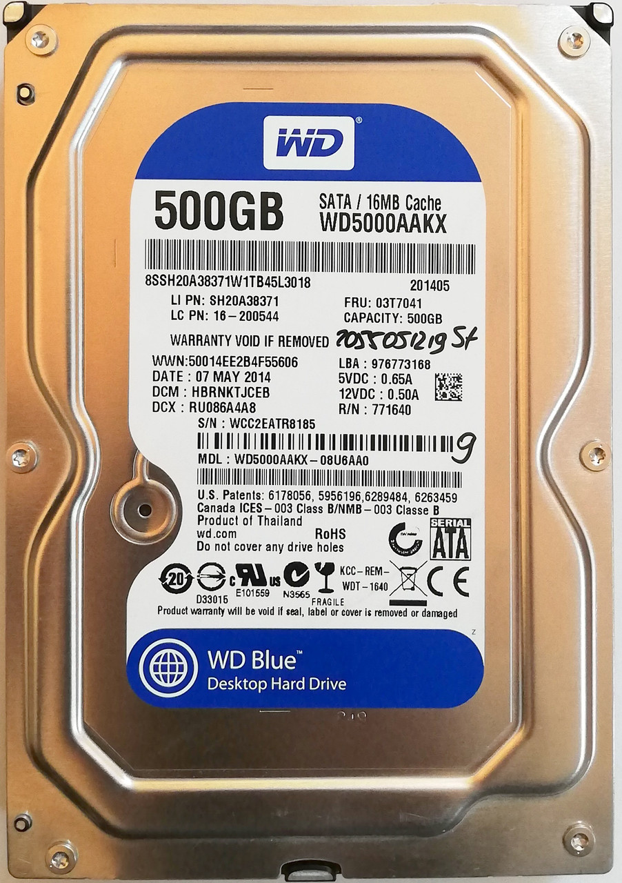 Жорсткий диск для комп'ютера Western Digital 500GB 3.5" 16MB 7200rpm 6Gb/s (WD5000AAKX) SATA-III Б/В