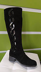 STTOPA демі зима. Висота 44 см.Розміри 36-42. Чоботи великих розмірів шкіряні. Каблук 4,5 см. 249-3642-45 Чорні