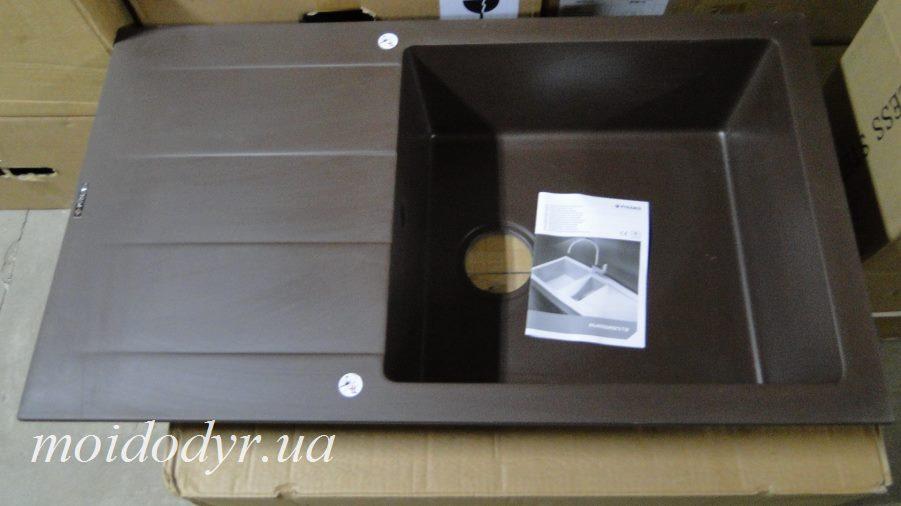 Гранітна кухонна, мийка Pyramis ATHLOS (86X50) 1B 1D PLUS chocolate, фото 1