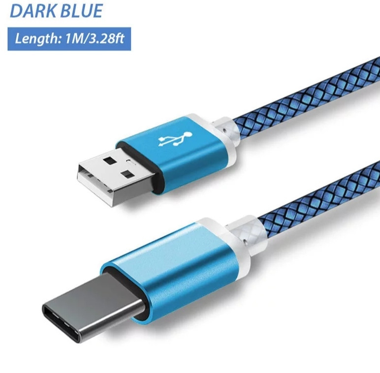 Подовжений Синій USB кабель Type C для захищених смартфонів 1m