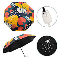 Парасолька жіноча складана повний автомат "Квіти" антивітер, УФ-захист