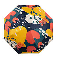Парасолька жіноча складана повний автомат "Квіти" антивітер, УФ-захист