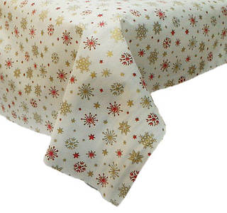 Новорічна бавовняна тканинна скатертину 140*140 см сніжинки бавовна