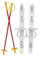 Набір лижний дитячий MARMAT 70 см (лижі +кріплення+ палки) колір білий з червоним